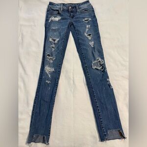 American Eagle Outfitters Ripped Blue Skinny Jeans